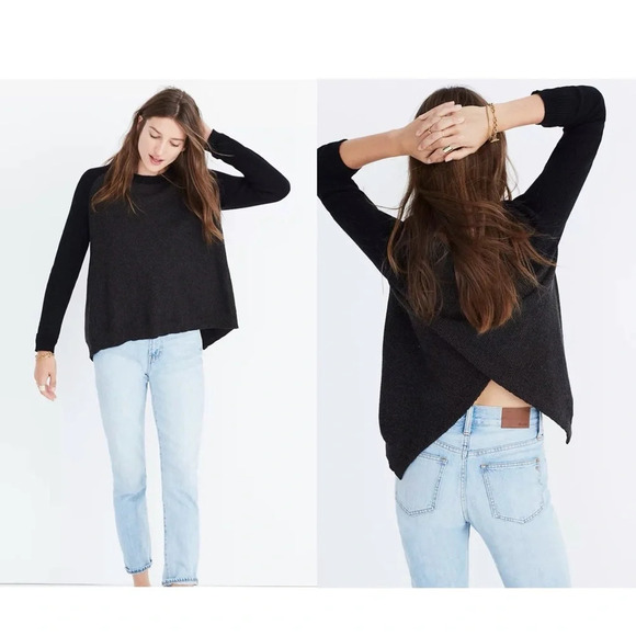 Madewell Province Cream & Tan Cross-back Pullover Knit Sweater Medium Women’s - Picture 2 of 13